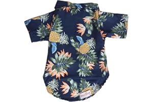 LHYZ PARK Hawaiian Shirt for Small Dogs & Cats - Lightweight Breathable Pet Tshirt with Vibrant Fade-Resistant Colors for Small Dog cat Daily Use (XS, Dark Blue)