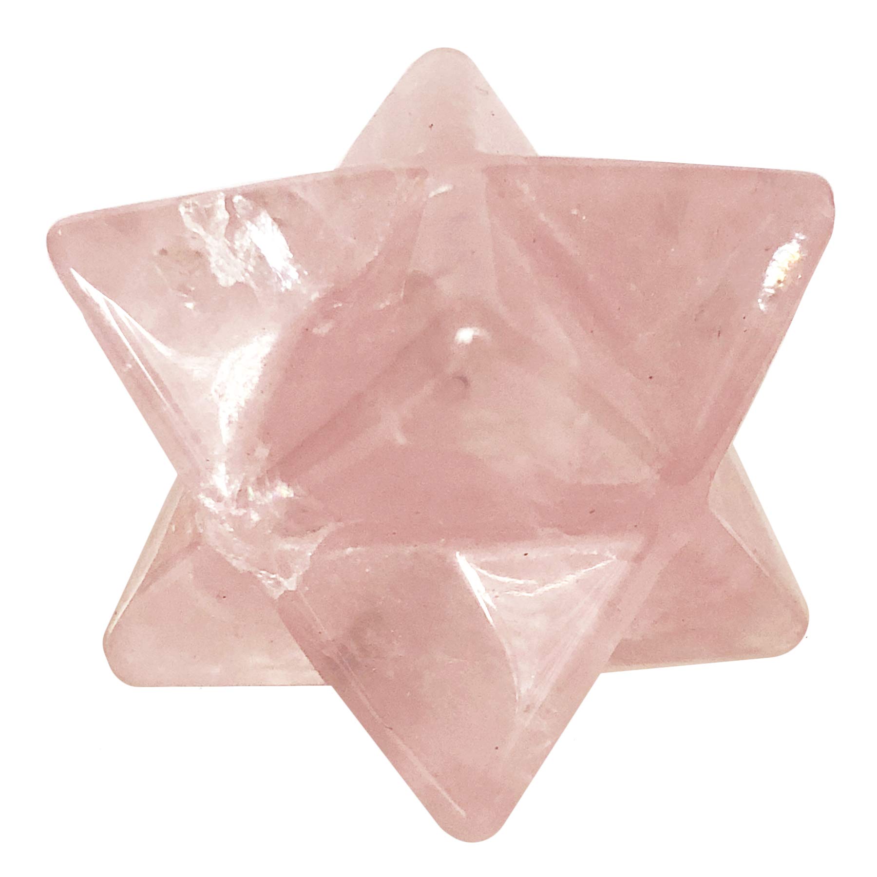Fekuar Rose Quartz Crystal Merkaba Star for Healing Reiki Spiritual Divine Therapy Energy, Pocket Stone Eight-Pointed Stars 1"(25mm)