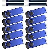 Kepmem 4GB USB 2.0 Flash Drive Bulk 10 Pack - 4GB Thumb Drives with Swivel Metal Lanyard for Business Office Data Storage
