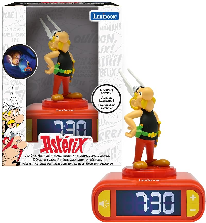 Lexibook Asterix Nightlight Alarm Clock RL800AX2 with 6 Sounds & Snooze