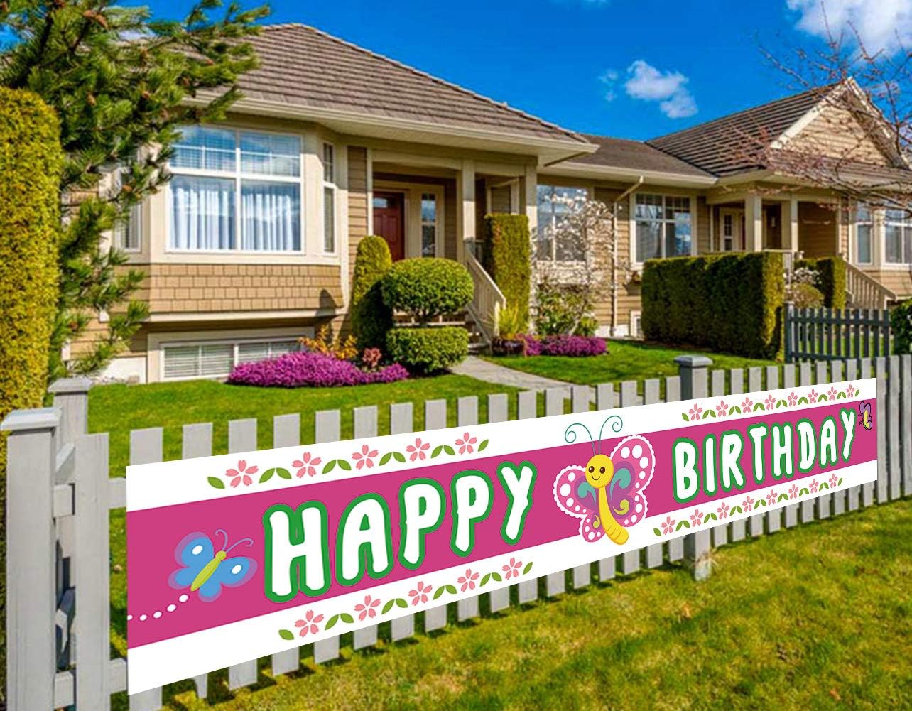 Amazon Com Colormoon Large Butterfly Happy Birthday Banner