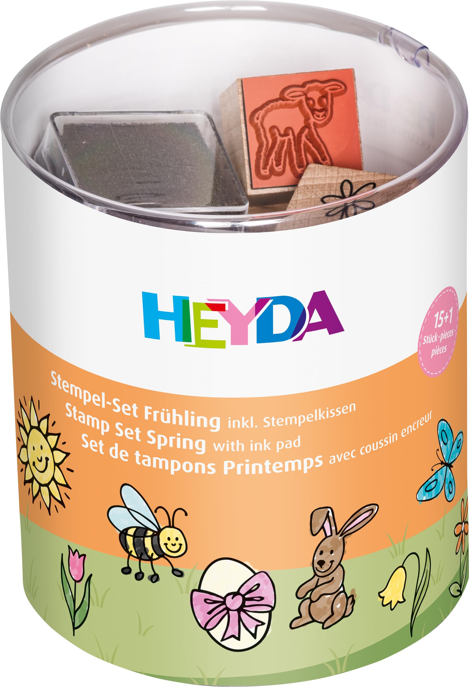 HEYDA Motif Stamp Set Spring, Transparent Round Tin Pack of 1