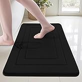 Cupic Cupid Super Soft Memory Foam 20" x 32" Bath Mat, Black Bathroom Rugs, Non Slip Bath Mats for Bathroom Floor, Machine Washable Rugs for Shower & Tub, Quick Dry Bath Carpet for Decor