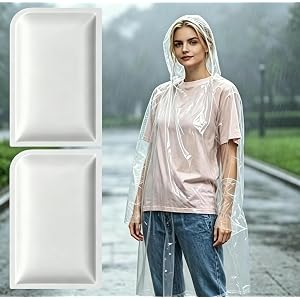 2 Pack Disposable Rain Ponchos for Adults, Emergency Waterproof Raincoat with Hood for Travel Theme Park Hiking, Lightweight