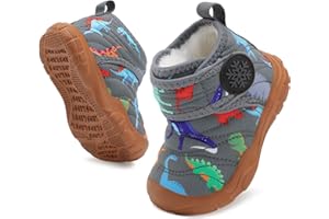 BARERUN Barefoot Baby Boys Girls Boots Warm Winter House Shoes for Toddler Girls Boys Waterproof Fleece Kids Snow Boots Faux Fur Infant Booties Walking Shoes for Indoor Outdoor