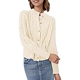 YEXPINE Women's Cardigan Sweater Button Down Long Sleeve Fall Jacket Short Chunky Cable Knit Open Front Loose Coat