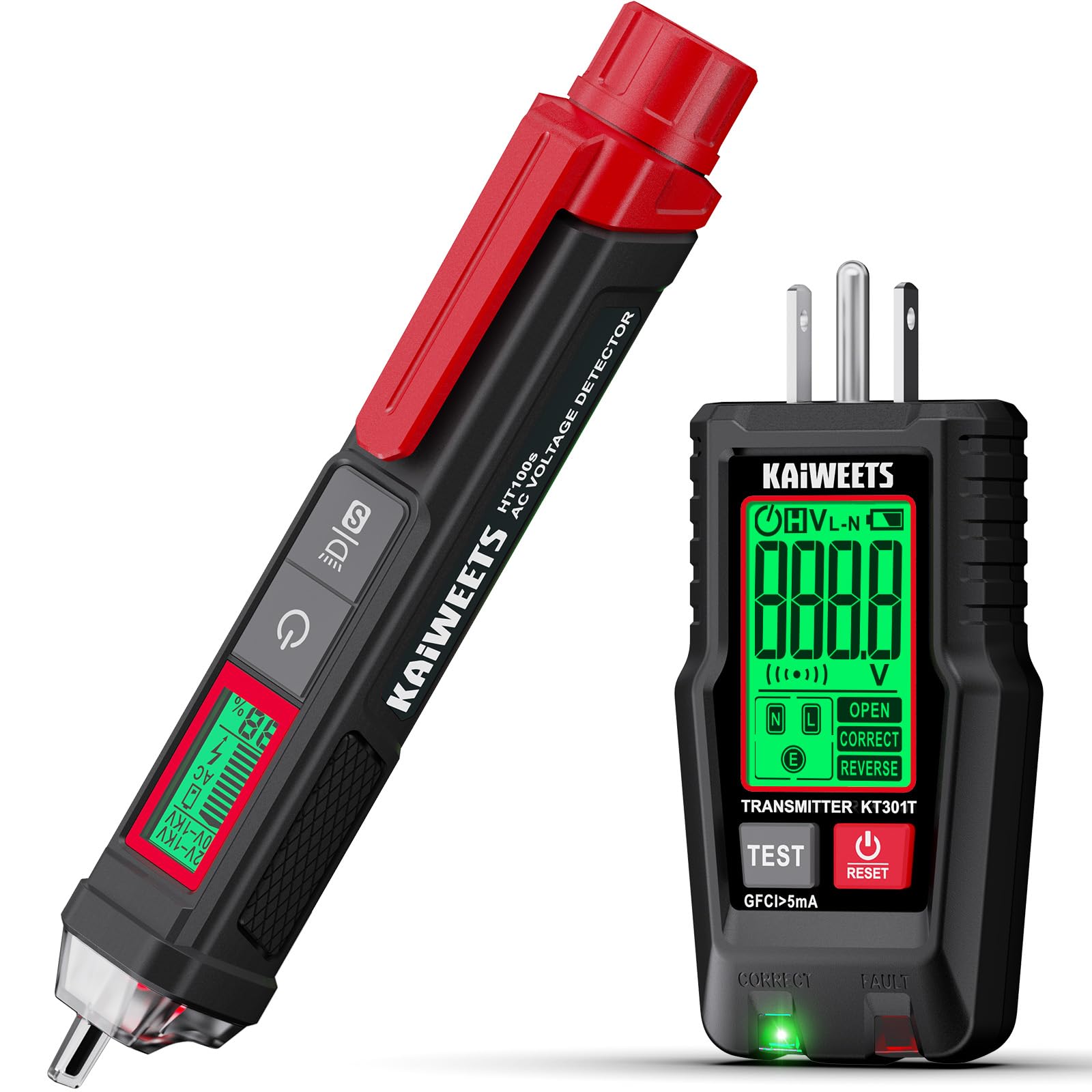 Photo 1 of KAIWEETS Electrical Test Kit, Non-Contact Voltage Tester with Signal Percentage, GFCI Outlet Tester with LCD Display, Wiring Fault Checker, Outlet Tester Kit for Electrician, DIY