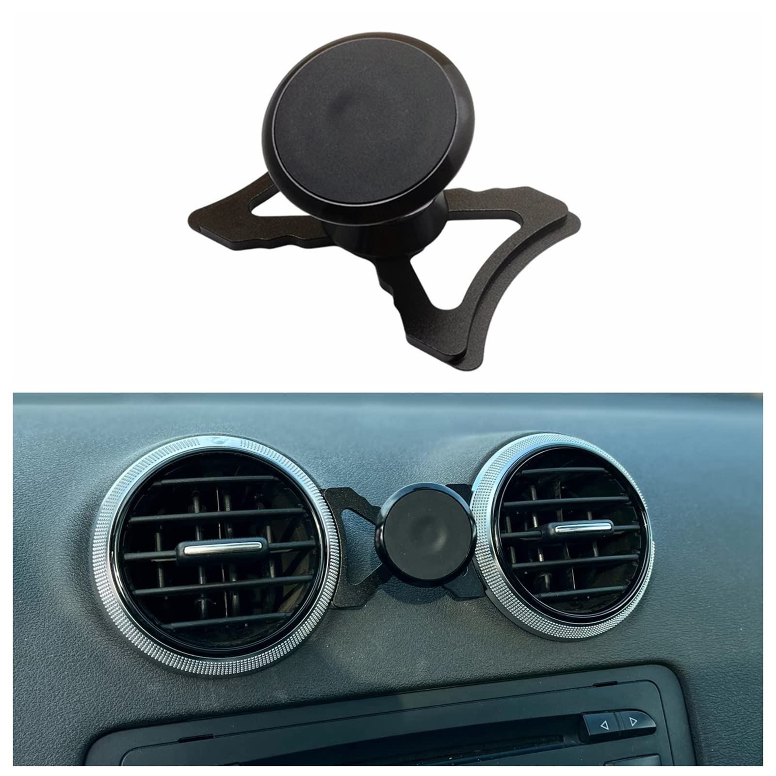 Cookiss magnetic phone car mount Compatible with Audi A3 8P and Audi S3 8P Suitable for Smartphone and GPS with car phone holder 360 Degree Adjustable View (Black)