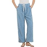 LYCY Fluffy Pajama Pants for Women, Comfy Fuzzy Pj Bottoms with Pockets Drawstring Fleece Sleepwear Soft Winter