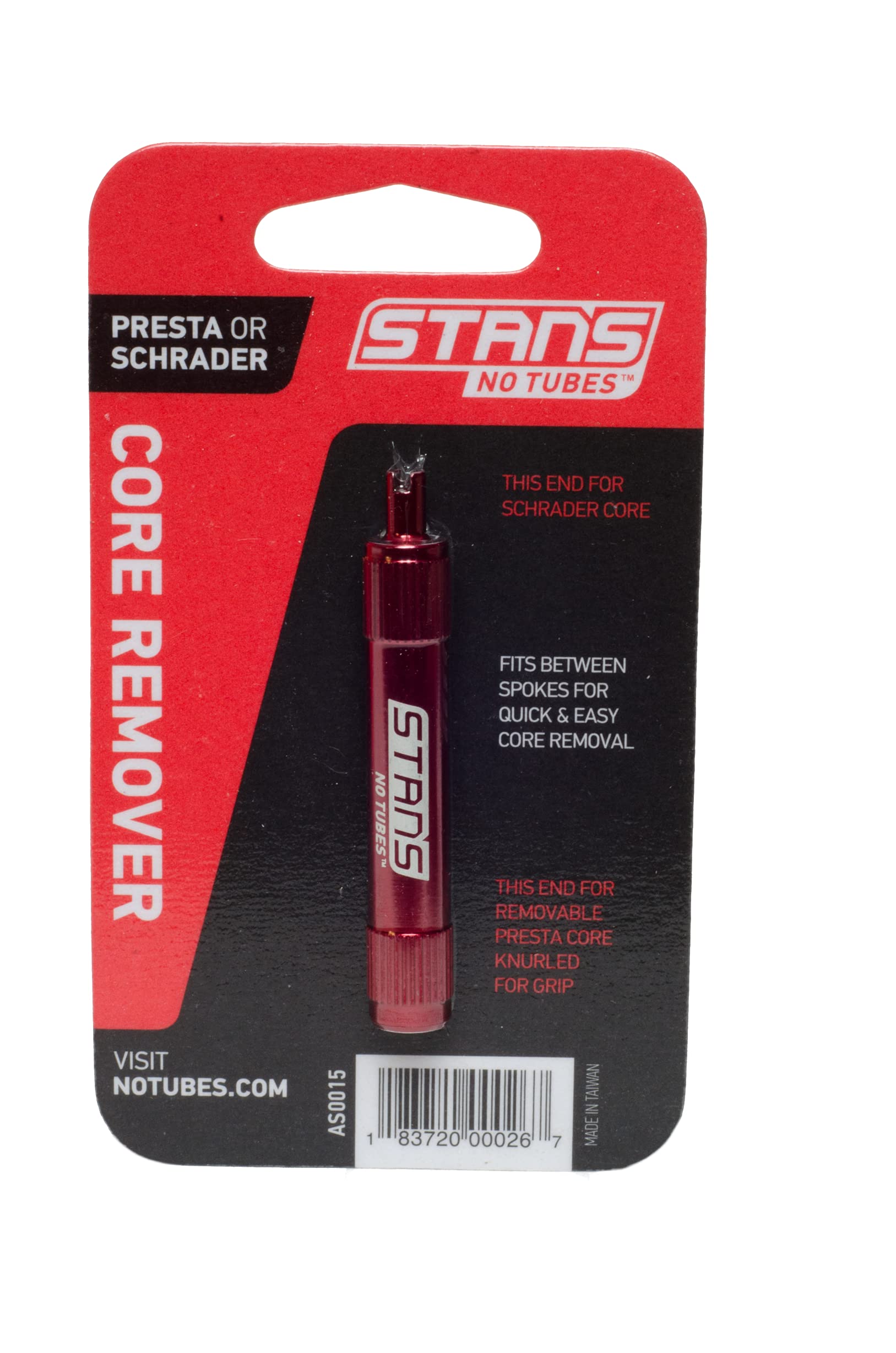 Stan's NoTubes - Anodized CNC Alloy Presta & Shrader Valve Core Remover with Anti Slip Grip Red