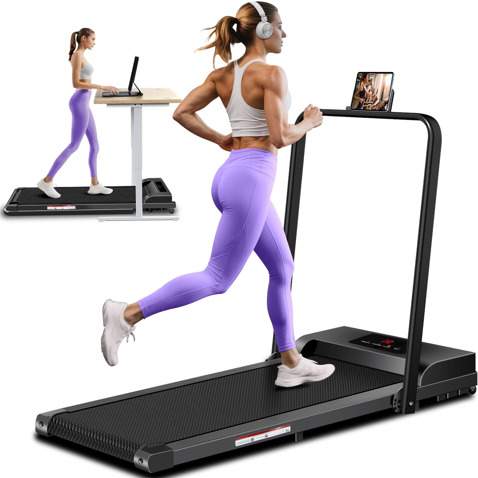 Photo 1 of ***FACTORY SEALED*** NXSCI Walking Pad with Handle Bar, 2.5 HP Walking Pad Treadmill, 2 in 1 Foldable Treadmills for Home Office, Compact Treadmills for Walking and Jogging, with Remote Control & LED Display