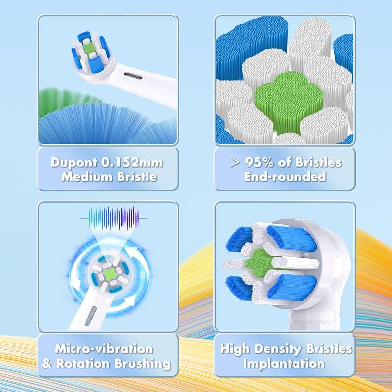 Compatível com as cabeças de substituição da escova de dentes Oral-B IO IO 3/4/5/6/7/8/9/10 Ultimate Clean Electric Brush, para escova elétrica Oral-B iO, conjunto de 10 (Branco, Médio)