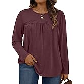 WYNNQUE Womens Plus Size Tops Long Sleeve Shirts Dressy Casual Blouses Flowy Peplum Tunics Loose Fit Fall Clothes Babydoll