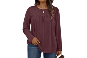 WYNNQUE Womens Plus Size Tops Long Sleeve Shirts Dressy Casual Blouses Flowy Peplum Tunics Loose Fit Fall Clothes Babydoll