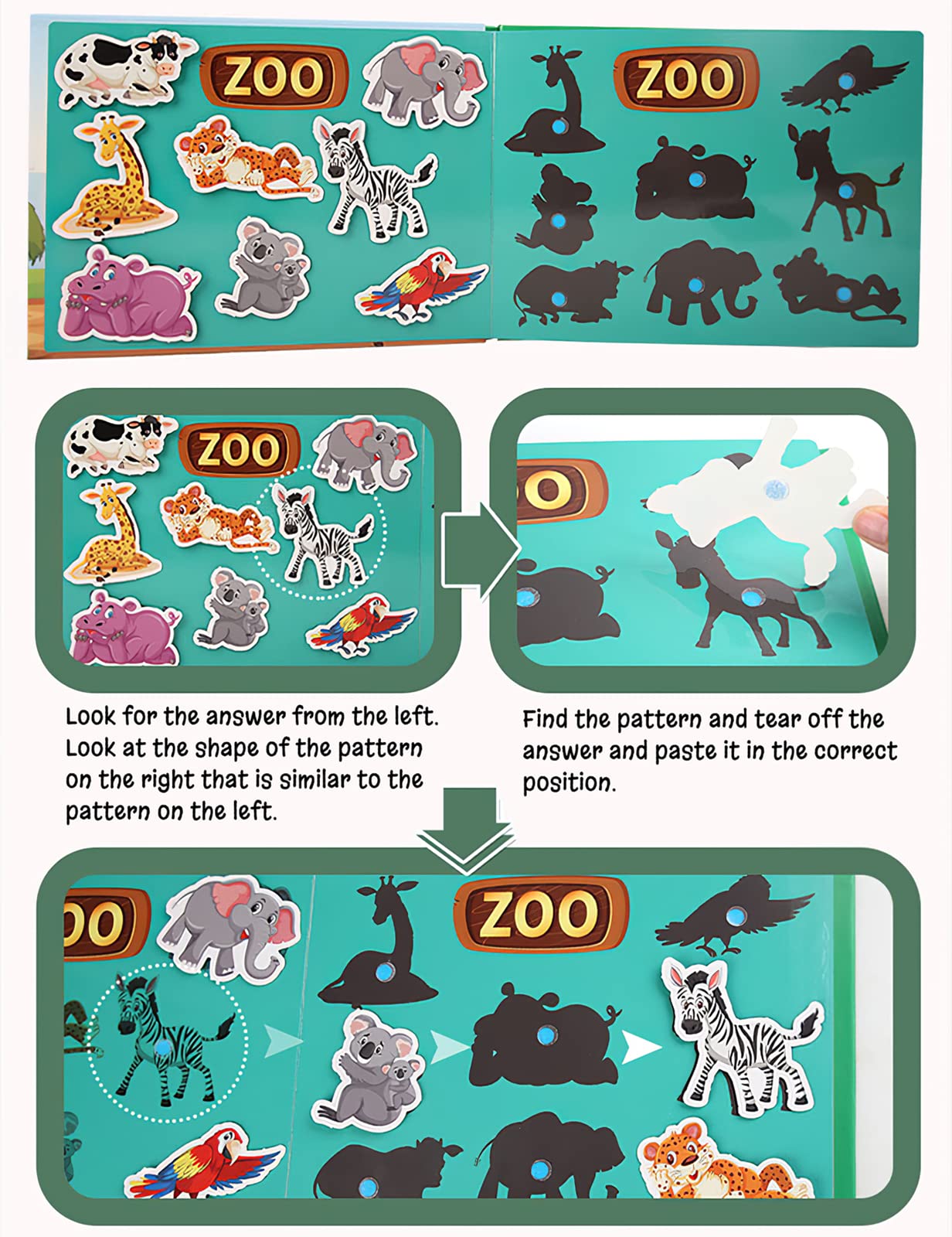 4 Pack DIY Busy Book for Toddlers, Montessori Busy Book for Kids to Develop Learning Skills, Quiet Book, Animal Vehicle Number Fruit Preschool Learning Activities Learning & Education Toys