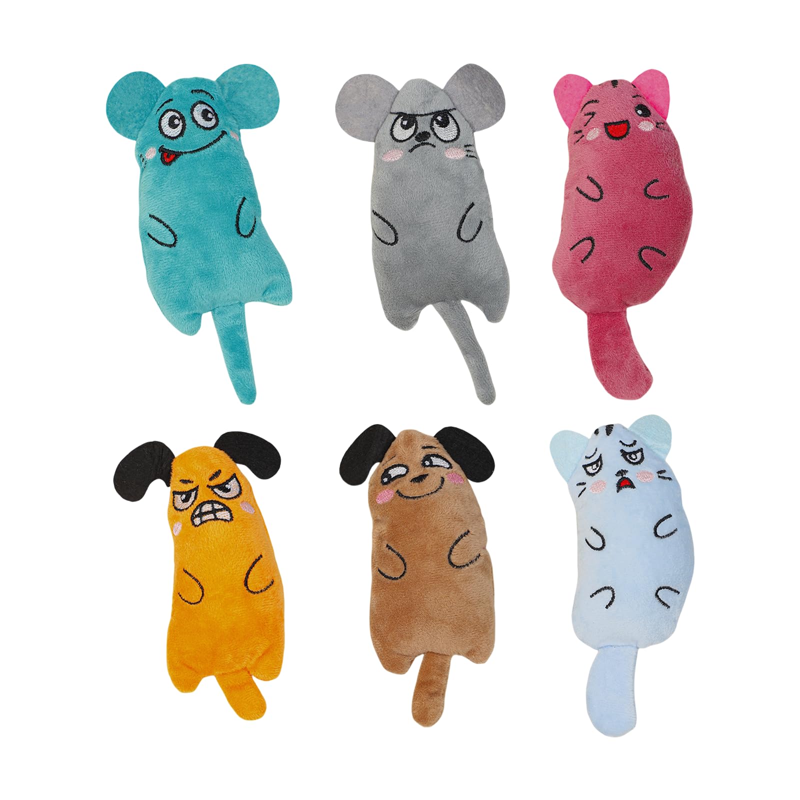 Acpetdr 6 Pcs Catnip Toys,Catnip Toys for Cats,Chewable Dental Toys for Cats,Cartoon Catnip Chew Toys,Cat Dental Cleaning Plush Toys,Cat Interactive Toys,Catnip Pillow Toys,Cartoon Catnip Toys