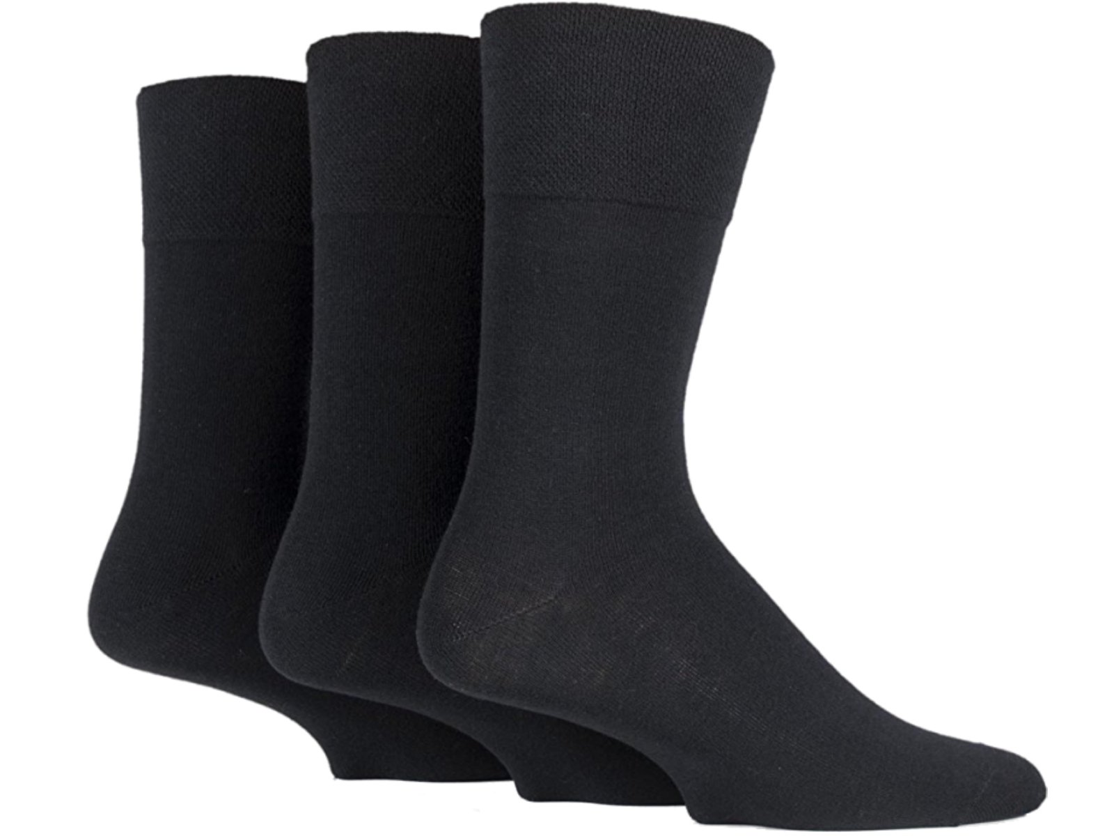 3x Pairs of Mens Plain Gentle Grip Non-Elastic Socks/UK 6-11 Eur 39-45 (Plain Black)