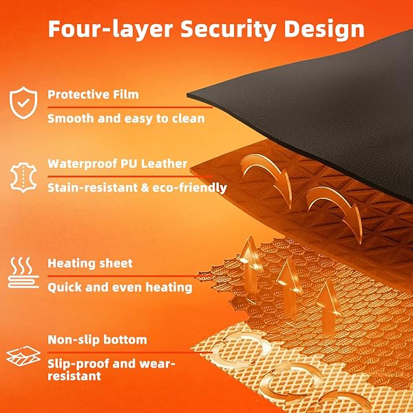 YSENCHAN HEATED DESK PAD WITH 5 HEAT LEVELS & AUTO SHUT-OFF – LARGE PU LEATHER MOUSE PAD, KEYBOARD MAT & WRITING SURFACE, 31.5″ X 13″, BLACK