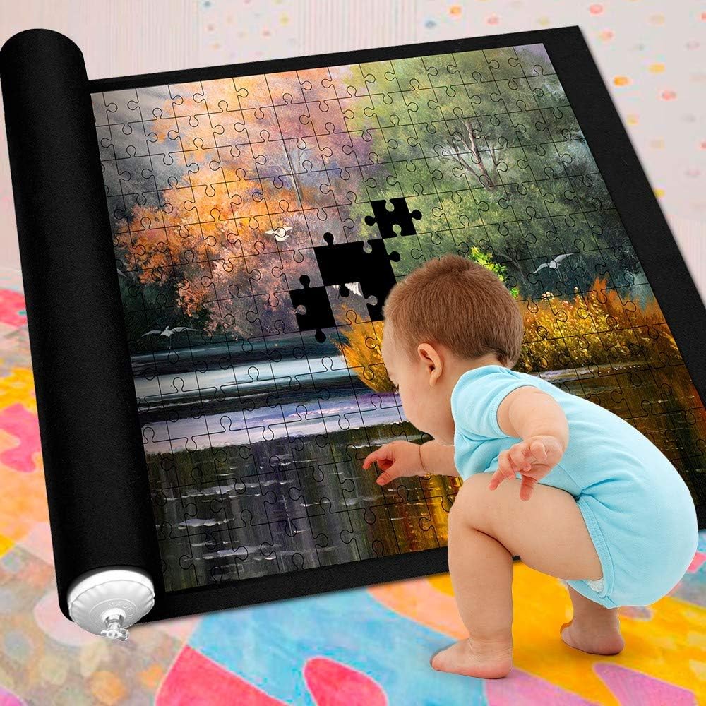 GLARIAL Puzzle Roll Mat Puzzle Storage Puzzle Saver, Store Jigsaw Puzzles Up to 1,500 Pieces with Drawstring Storage Bag