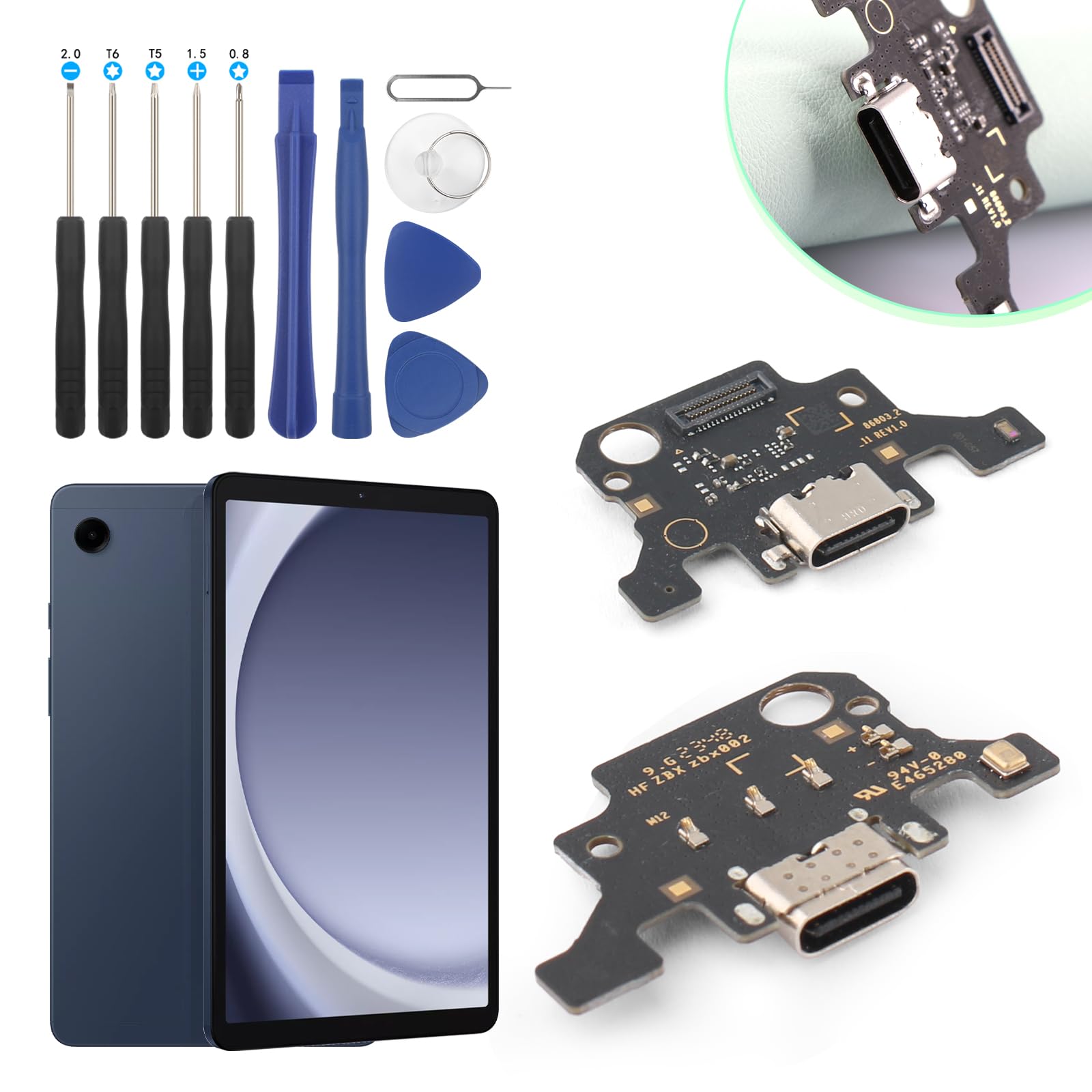 Photo 1 of Charge Dock Connector for Samsung Galaxy Tab A9 Plus 11.0" Charging Port Replacement for Samsung Tab A9+ Plus SM-X210 USB Flex Cable with Tools(Black)