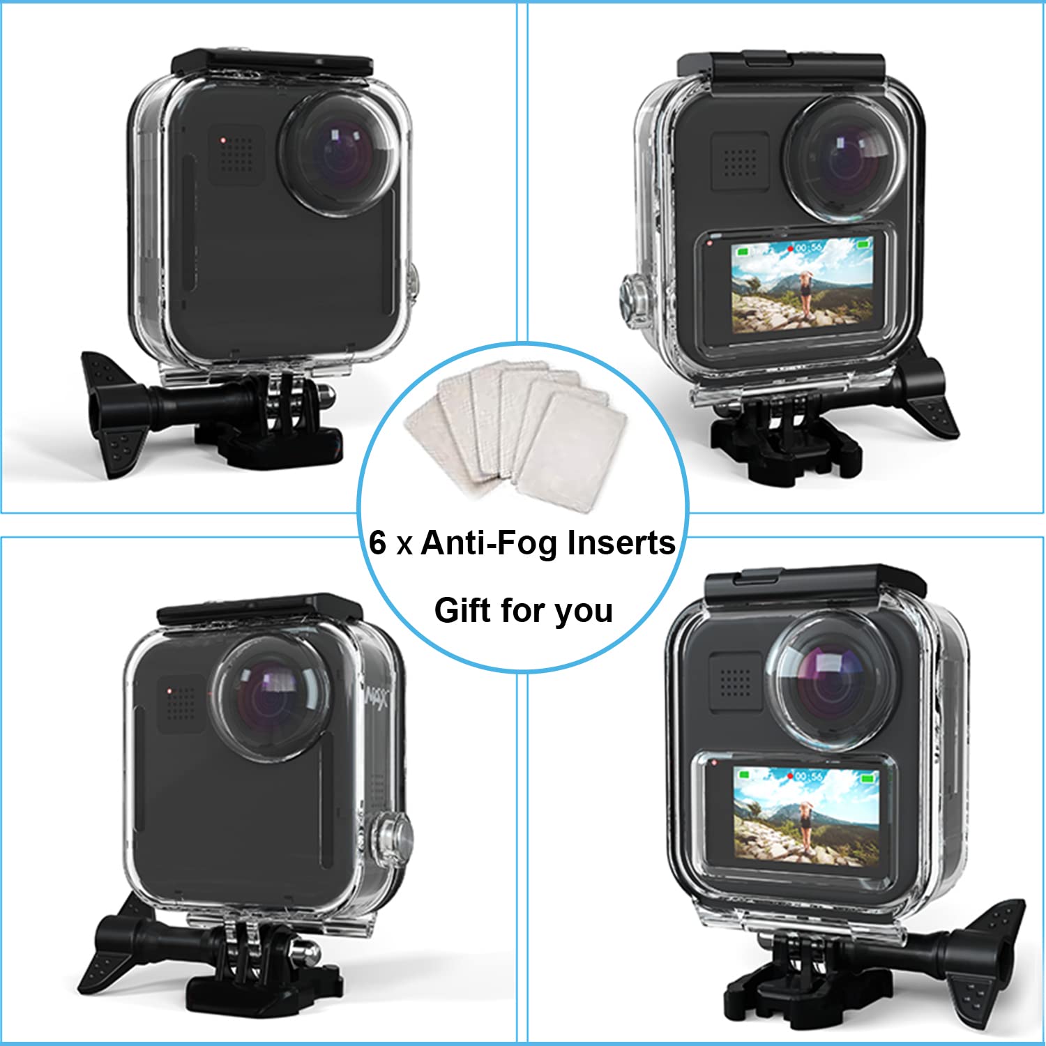 FitStill 147FT/45M Touchscreen Waterproof Diving Case for Go Pro MAX Action Camera,Underwater Protective Shell with Bracket Mount Action Camera Accessories kit(Not for MAX 360 2025)