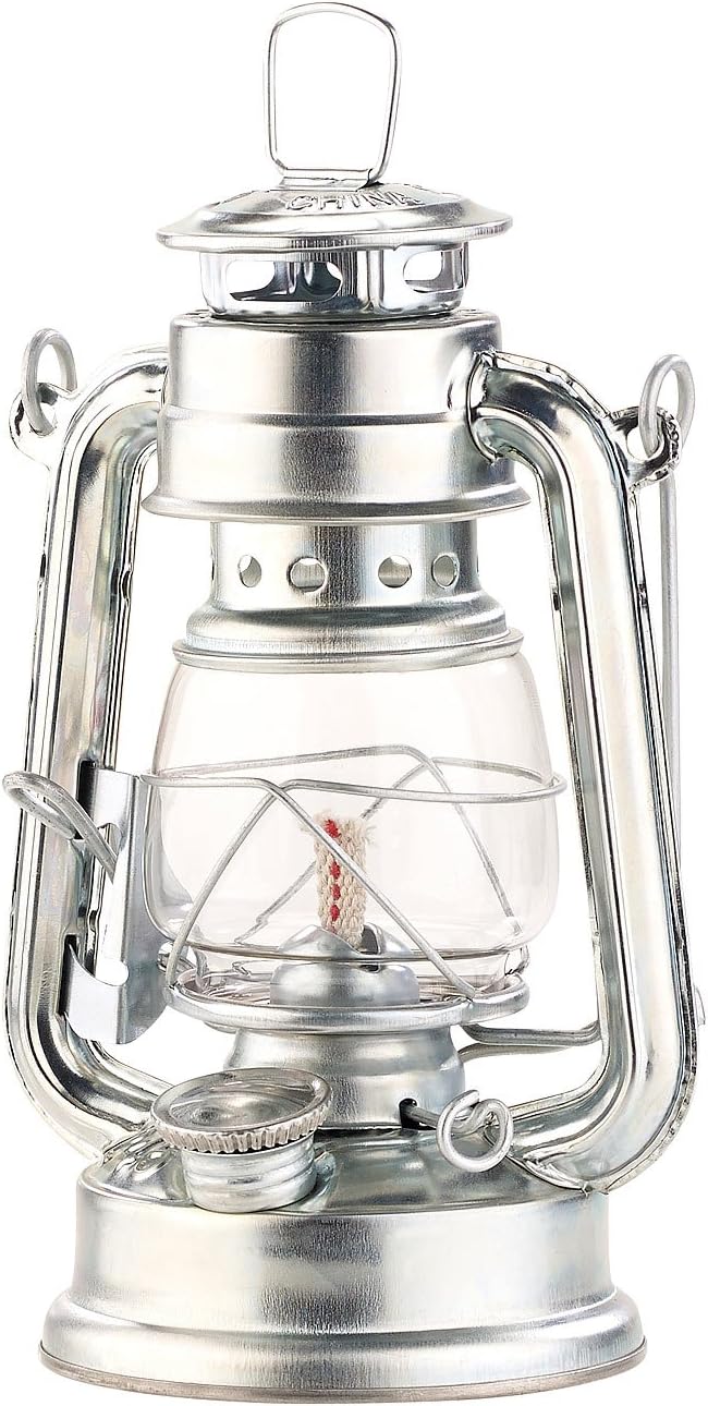 Lunartec Petrollampe Petroleum-Sturmlaterne mit Glaskolben, verzinkt, 18,5 cm (Sturm-Laterne)