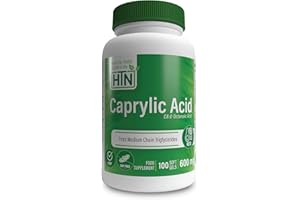 Health Thru Nutrition Caprylic Acid 600mg 100 Softgels | C8 Octanoic Acid from Pure 1g MCT Oil | Non-GMO & Soy Free | Support Healthy Digestive and Intestinal Health | Keto Friendly