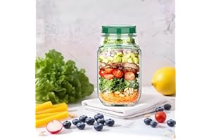 Side-Opening Salad Pod Mason Jar – Vertical Lunch Container with 2.5oz Dressing Cup – Leakproof Meal Prep Jar for Office & Tr