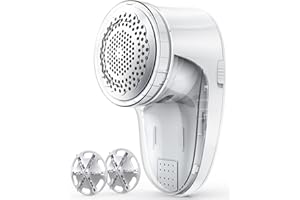 Ruidla Fabric Shaver Lint Remover, Sweater Shaver with Replaceable Stainless Steel 6-Leaf Blades, Fabric Defuzzer for Clothes Fuzz, Lint Balls - Battery Operated