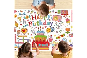Jierjiaas Birthday Giant Coloring Tablecloth for Kids 75x30 in Large Coloring Poster Jumbo Paper Tablecloth Poster Fun DIY Birthday Activity for Home Classroom Party Decorations Suppiles