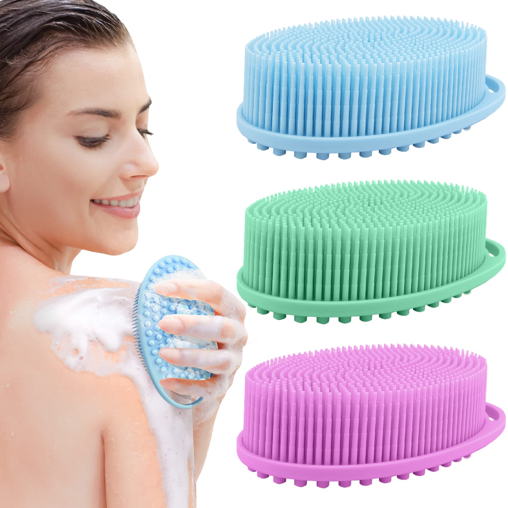 Mua 3 Pack Silicone Body Scrubber, Exfoliating Body Scrubber, Soft