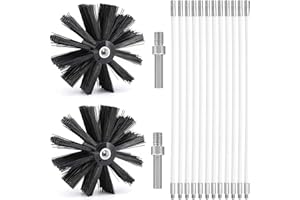 LIGEAROW 16FT Chimney Sweep Kit - Chimney & Air Duct Cleaner with 12 Flexible Rods, 6'' Brush Heads