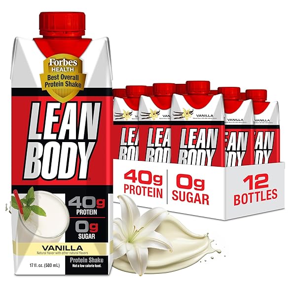 LABRADA LEAN BODY READY-TO-DRINK VANILLA PROTEIN SHAKE,40G PROTEIN,WHEY BLEND,0 SUGAR,GLUTEN FREE,22 VITAMINS & MINERALS,17 FL OZ (PACK OF 12) LABRADA