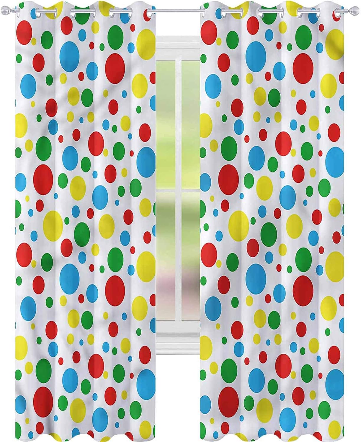 YUAZHOQI Blackout Curtains Colorful Traditional Polka Dots Curtains for
