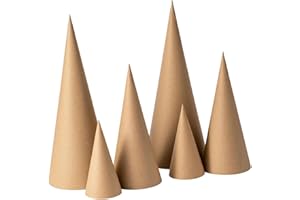 Oshhni 6Pcs Paper Mache Cones Cardboard Cones DIY Imaginative Fine Motor Hands on Open Bottom for Crafts for Decorating Embel