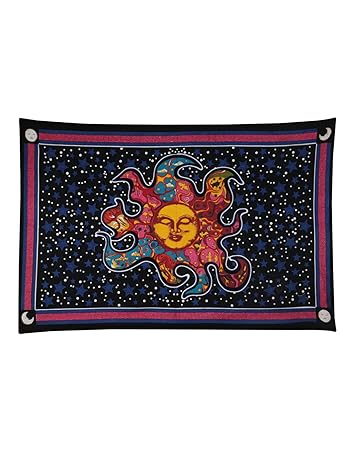 RajRang Mandala Tapestry Wall Hanging Art (Black)