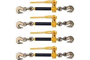 Falcon Cargo 4-Pack 3/8-1/2" Folding Ratchet Load Binder G70 & G80-12,000 LBS WLL - Clevis Grab Hook, Chain Tie-Down