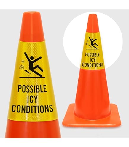 Lot De 2 Panneaux D'avertissement Slippery When Wet Or ICY, 25,4 X 17,8 Cm, En Aluminium .040, Résistant Aux UV, Imperméable, Résistant Aux Intempéries Et à La Décoloration, 4 Trous Pré-percés