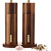 LOYIM Wooden Salt and Pepper Grinder Set 8 Inch Manual Salt and Pepper Mill with Tray Adjustable Coarseness Refillable Wood G