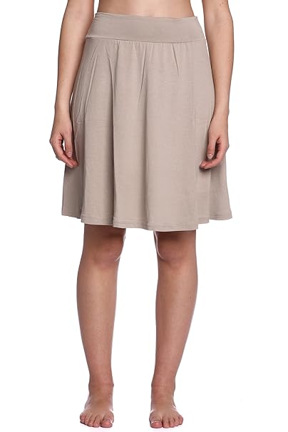 Abbino IG002 Rocken Basics Damen - Made in Italy - Viele Farben - Schwingender Knielang Freizeit Übergang Frühling Sommer Her