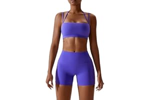ABOCIW Workout Sets for Women 2 Piece Twist Front Halter Sports Bras High Waist Booty Shorts Exercise Gym Yoga Outfit