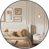 SONGMICS Round Mirror 76 cm Diameter Black Metal Frame view 1
