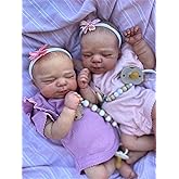 GYCV Realistic Newborn Baby Dolls Twins - 19 Inch Reborn Baby Dolls Twins Girl, Lifelike Baby Dolls Soft Body, Silicone Vinyl Newborn Baby That Look Real, Birthday Toy Set for Kids