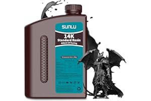 SUNLU 14K High Precision 3D Printer Resin 1KG, Standard 3D Printing Resin for Detail Printing Miniatures, Fast Curing 405nm UV Photopolymer Resin, Smooth Matte Surface, Better Liquidity, 1000G Black
