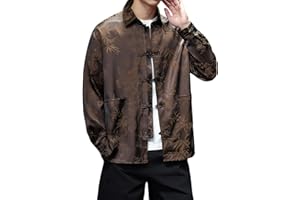 WQHANFU Mens Chinese Traditional Shirt and Tang Suit Men with Silk Embroidery Kung Fu Shirt Men Shirts Casual