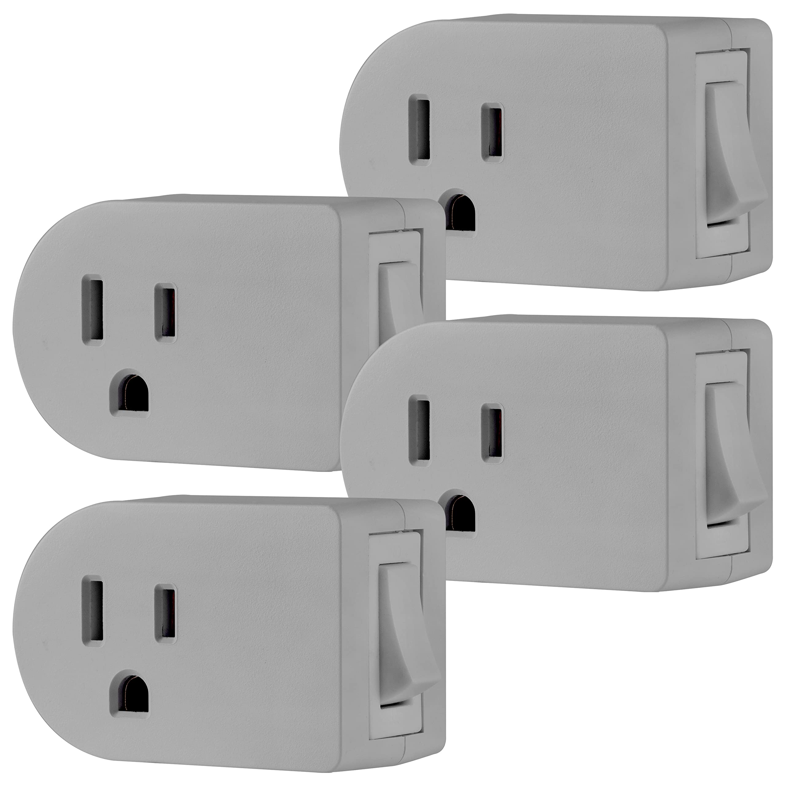 UltraPro Grounded Power Switch Outlet Extender Easy To Install For Indoor Lights and Small Appliances Energy Efficient Adapter Space Saving Design UL Listed 4 Pack Gray 47944