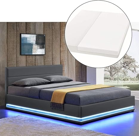 Amazon De Artlife Led Polsterbett Toulouse 140 200 Cm Mit Matratze Lattenrost Bettkasten