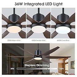 Kviflon 66 inch Large Ceiling Fans with Lights