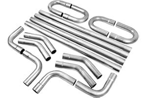 YOLANDO 3'' Custom Exhaust Kit Universal Mild Steel 16 Gauge Tubing Mandrel Bend Pipe Straight & U-Bend (16PCS, 2 Packs)