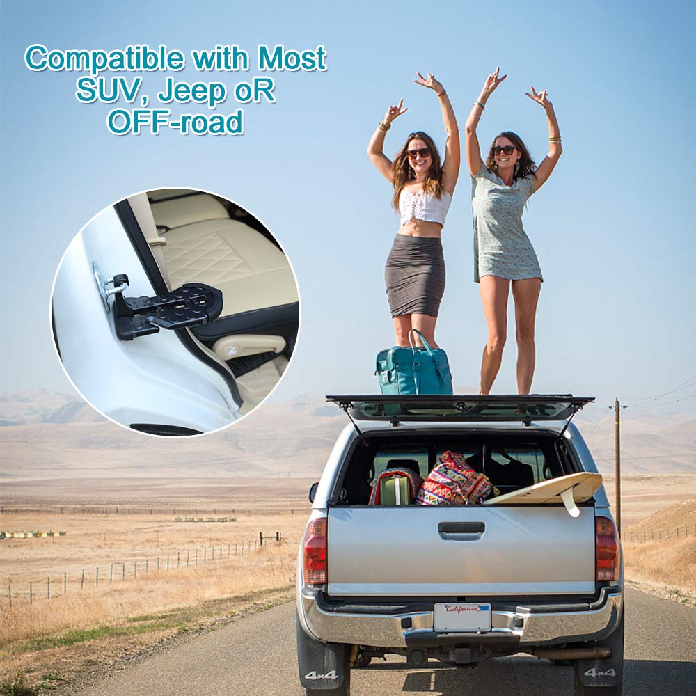 Car Doorstep- 5 in 1 Rooftop Doorstep for Car SUV Truck Vehicle Hooked on Slam Latch Door Step Easy Access to Rooftop (2019 Update)
